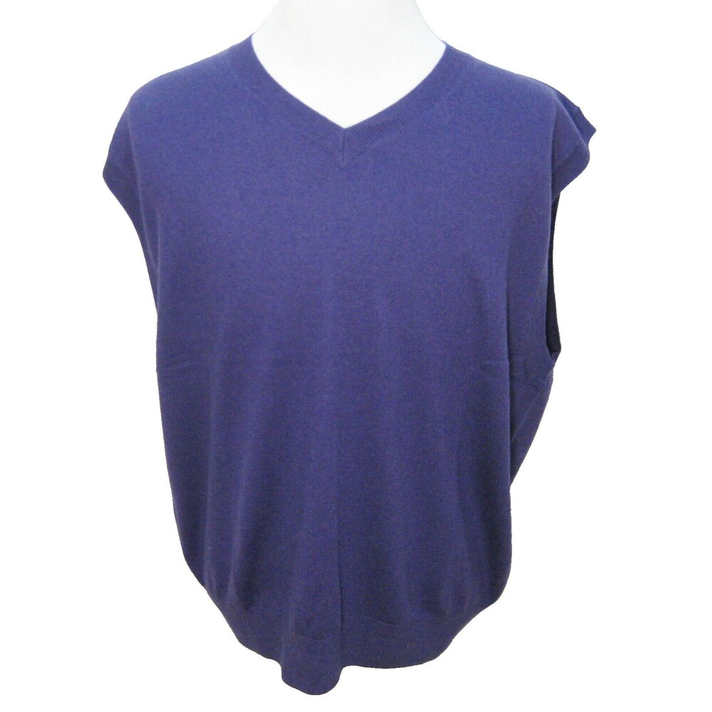 New CUTTER & BUCK Men's Size 1X Big Purple Wool & Angora Sweater Vest V-Neck Top